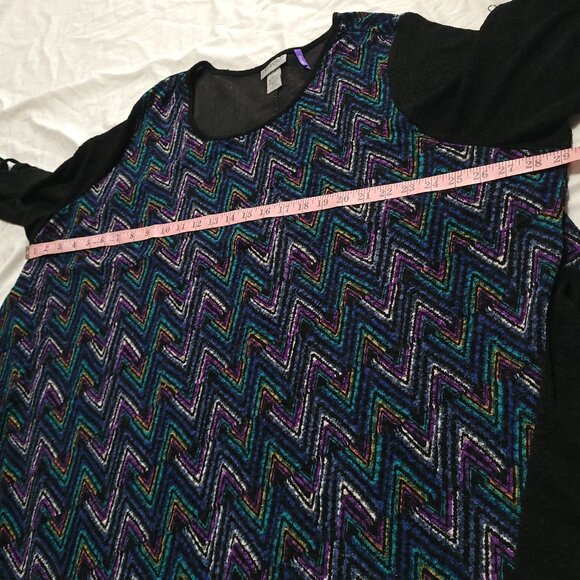 Catherines Tunic Shirt Chevron Gauze Petite Trapeze Flowy Zig Zag Colorful 3X WP - Picture 10 of 11